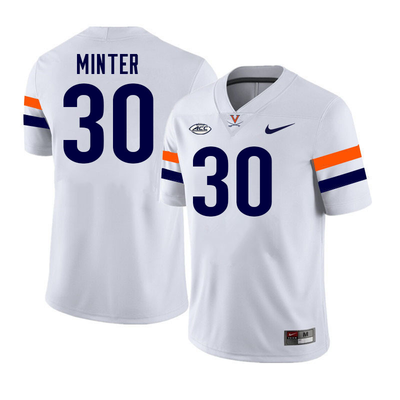Virginia Cavaliers #30 Ethan Minter College Football Jerseys Stitched-White
